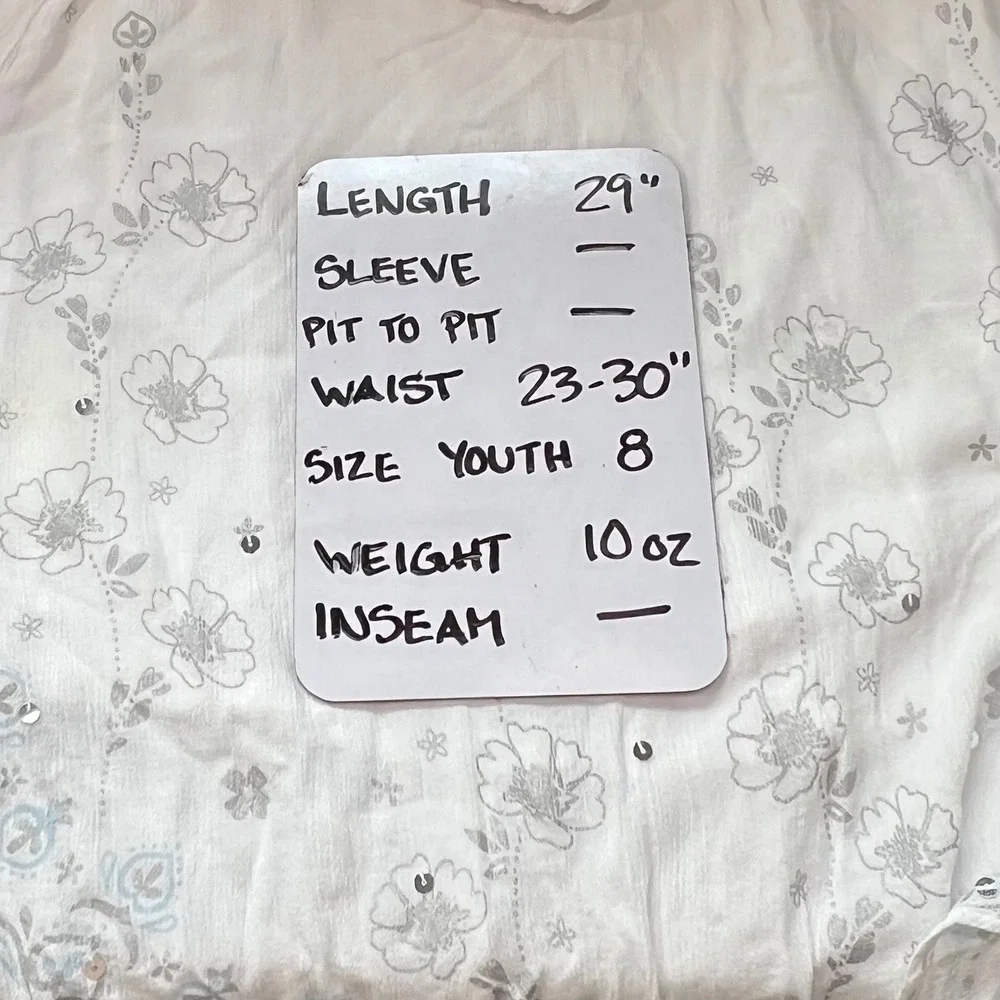 Justice Girls White‎ Floral Sequin Hi Low Skirt Size 8
